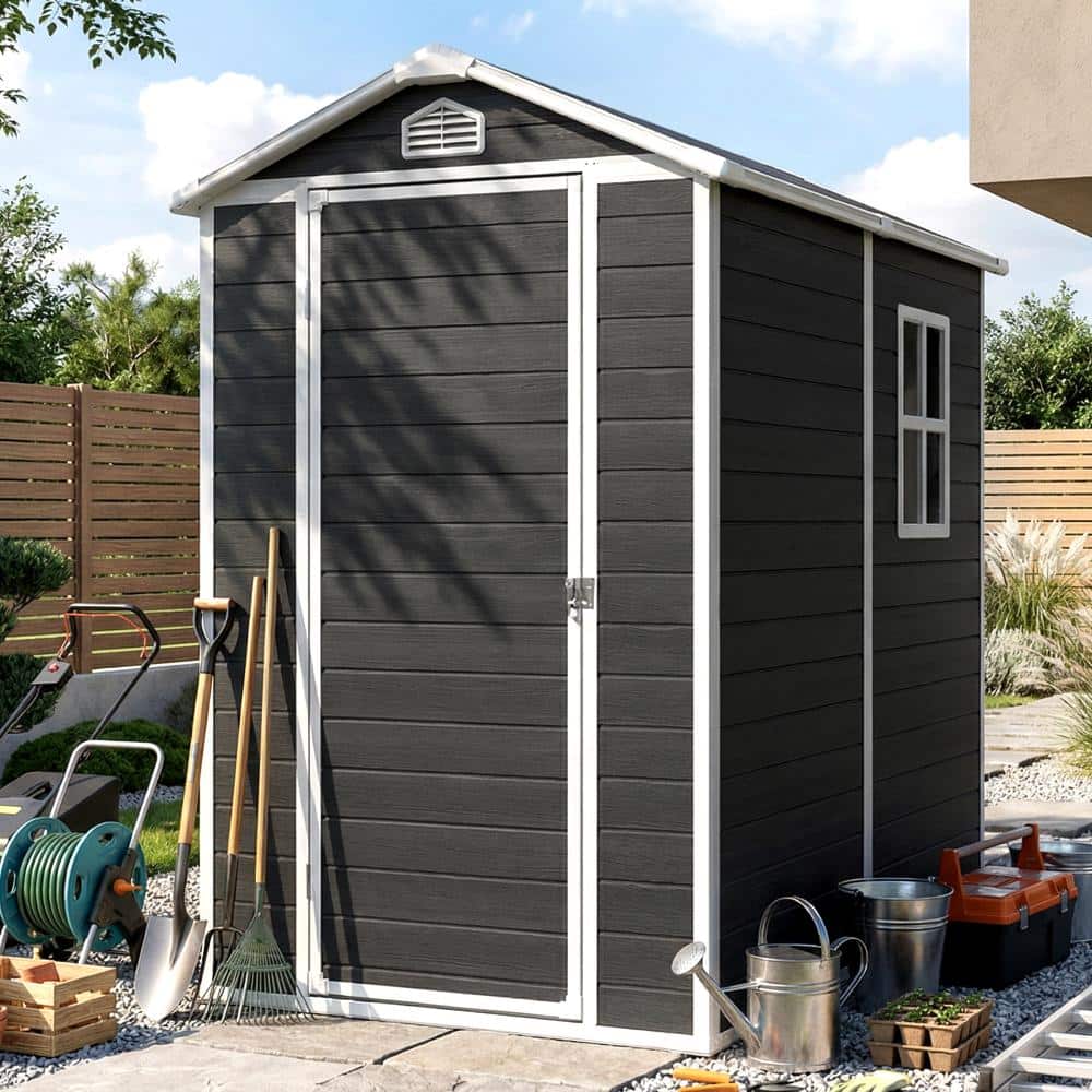 ToolCat 4 ft. W x 6 ft. D Plastic Shed with Side Window with Floor