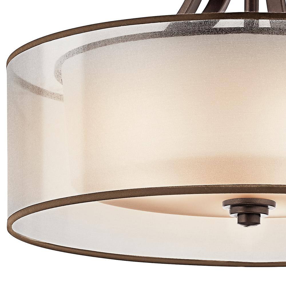 Elegant Pewter 20" Drum Ceiling Light with White Organza Shade