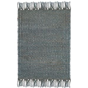 Natural Fiber Blue Doormat 2 ft. x 4 ft. Gradient Solid Color Area Rug