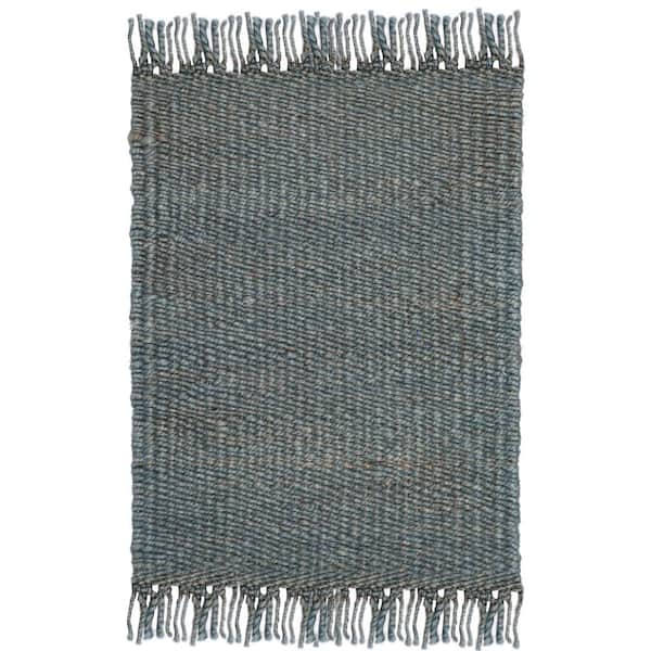 SAFAVIEH Natural Fiber Blue Doormat 2 ft. x 4 ft. Gradient Solid Color Area Rug