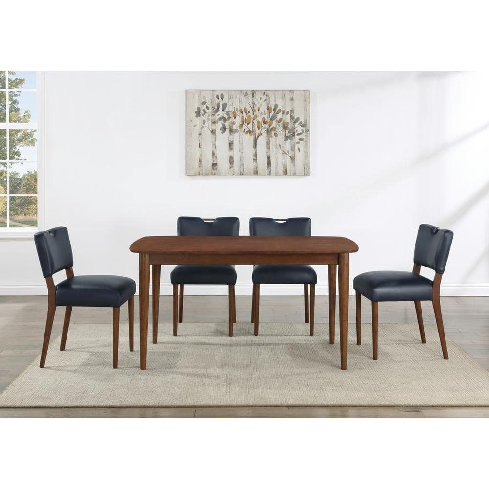 Bonito 59-in. Rectangular 5-piece Dining Set in Walnut Finish with Midnight