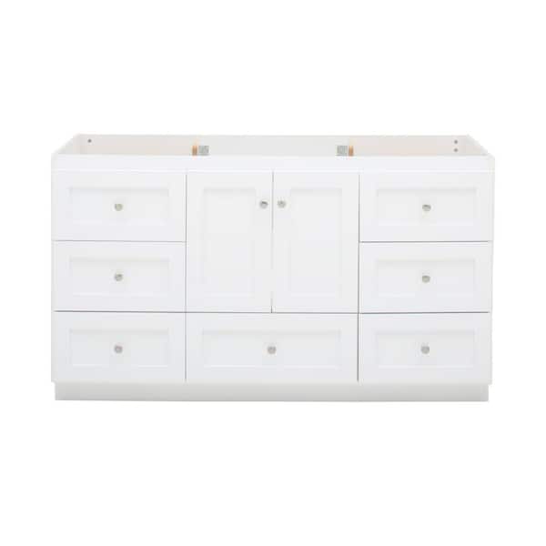 Simplicity by Strasser Shaker 60 in. W x 21 in. D x 34.5 in. H Bath Vanity Cabinet without Top in Winterset