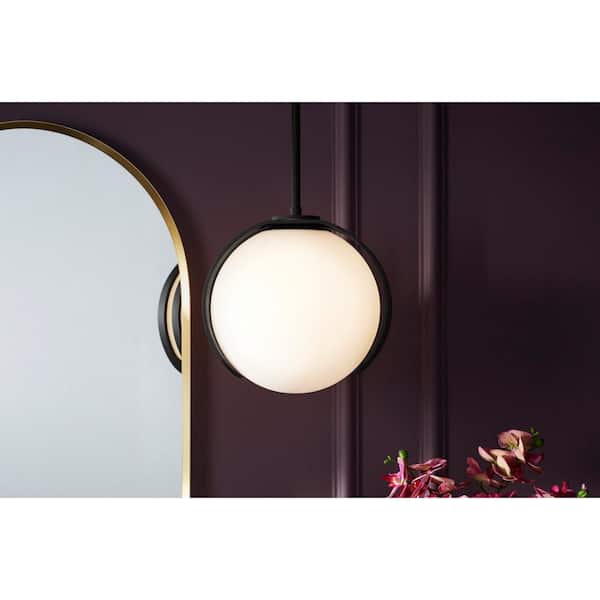KOHLER Kraga 1-Light Matte Black Shaded Pendant Light
