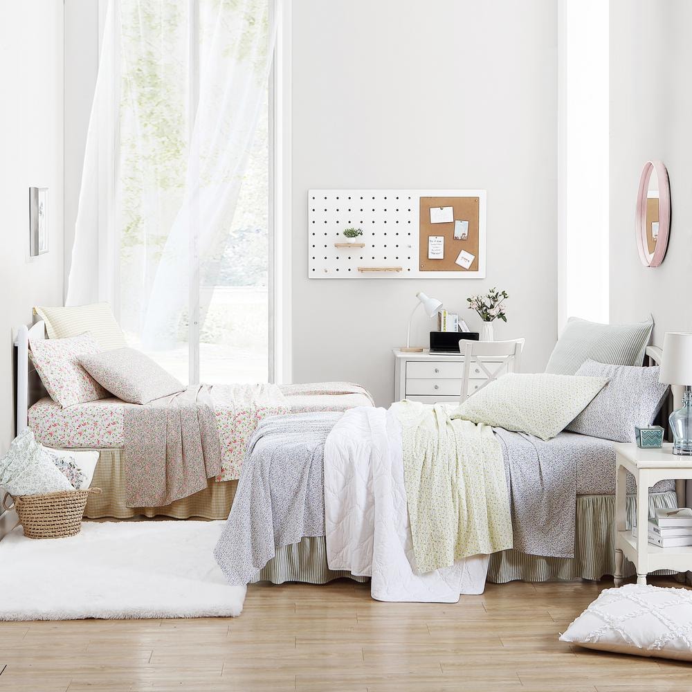 Green Ticking Stripe Cotton Euro Sham Set