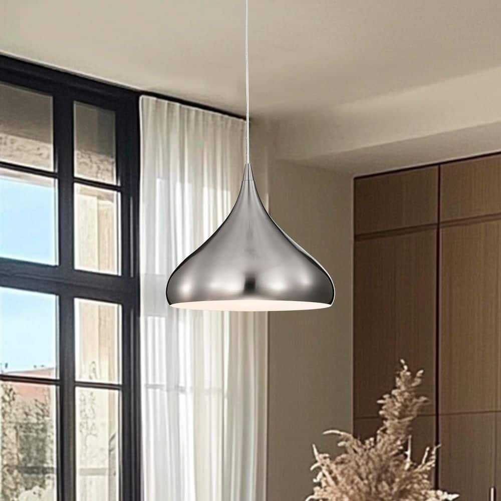 Edvivi 1-Light 12 in. Brushed Nickel Single Pendant Light with Teardrop  Metal Shade EPJ3971BN - The Home Depot