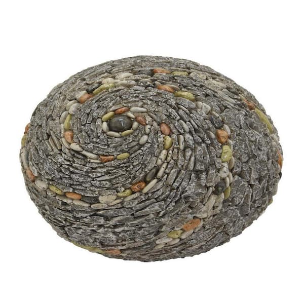 Benjara Soma 11 in. Gray Finish Garden Pebble Orb Resin Decorative Art Sculpture