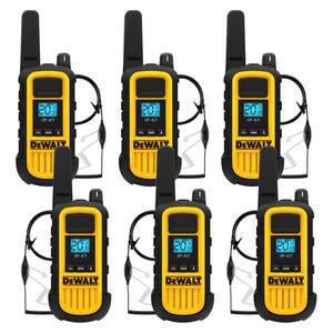 Heavy-Duty 2-Watt Walkie Talkie and Headset Bundle (6-Pack) with 6-Port Gang Charger