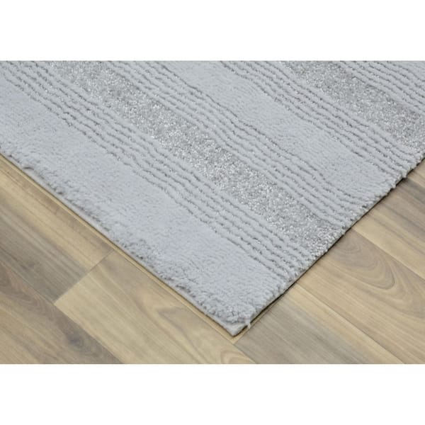 Essence Platinum Gray 22 in. x 60 in. Washable Bathroom Accent Rug