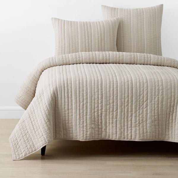 Company Cotton Stripe Natural King Cotton Quilt