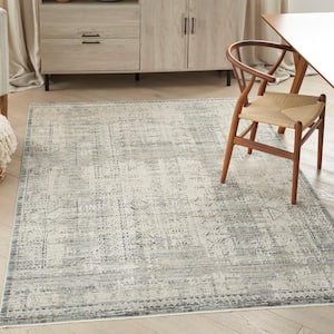 Nyle Ivory Blue 5 ft. x 8 ft. All-Over Design Transitional Area Rug