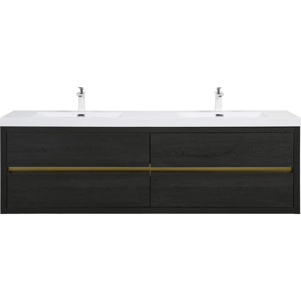 72 in. Double Sink Floating Black Bath Vanity with White Resin Sink Top Assembled price history on PriceWatchPro