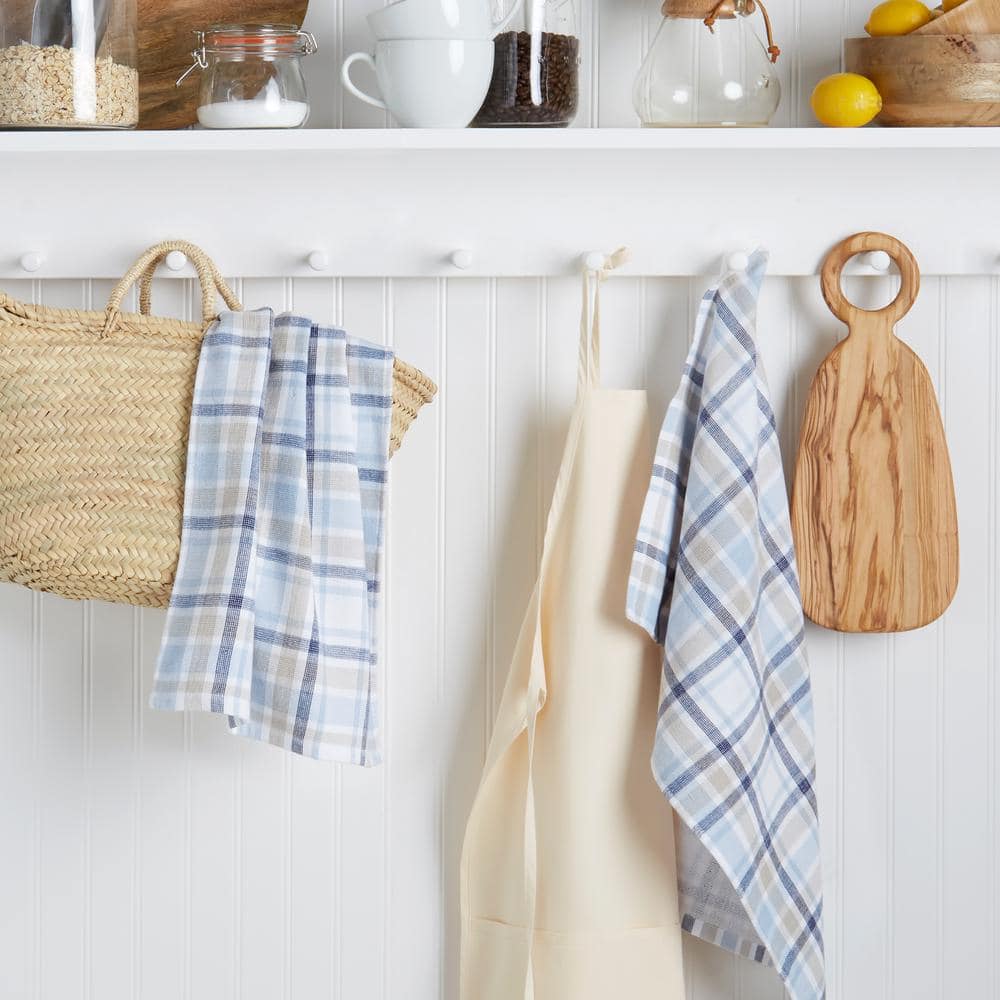 Indigo Plaid Cotton Kitchen Towel 2-Pack Set