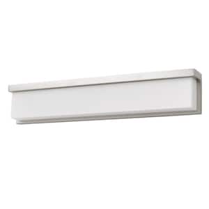 26 in. 1-Light Brushed Steel Vanity Light with Acrylic Shade