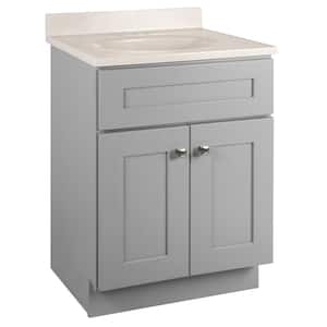 Brookings Shaker RTA 25 in. W x 19 in. D x 35.63 in. H Bath Vanity in Gray with Ivory Swirl Cultured Marble Top