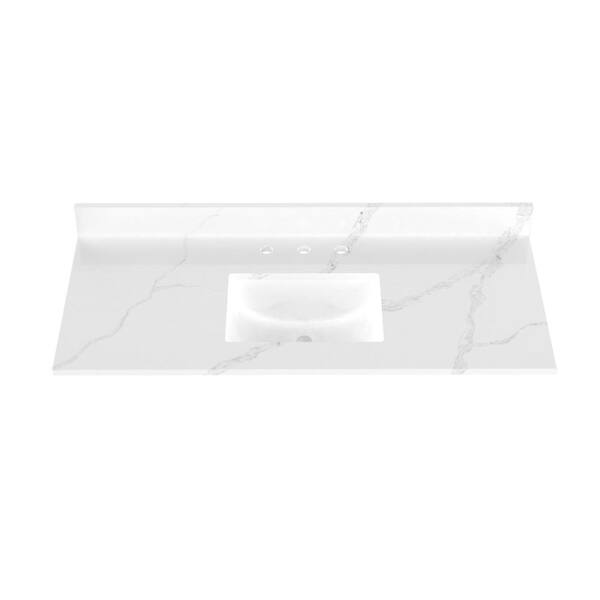 49 in. W x 22 in. D Quartz Vanity Top in Calacatta White with