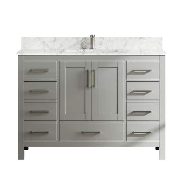 Aeterna 48 in. W x 22 in. D x 34 in. H Single Sink Freestanding Bath Vanity in Gray with Cultured Marble Top