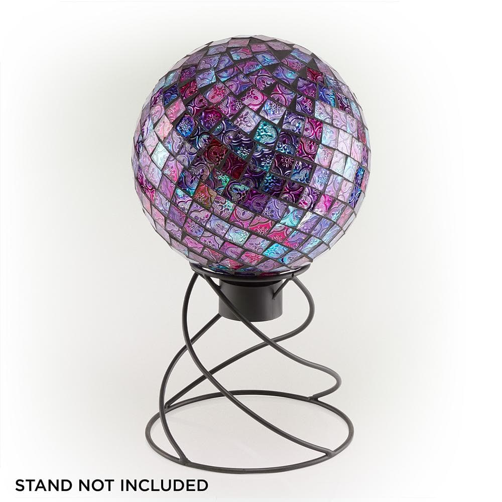 10" Purple Embossed Glass Mosaic Gazing Globe