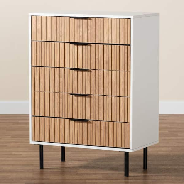 Baxton Studio Karima White and Natural Brown Storage Cabinet 226