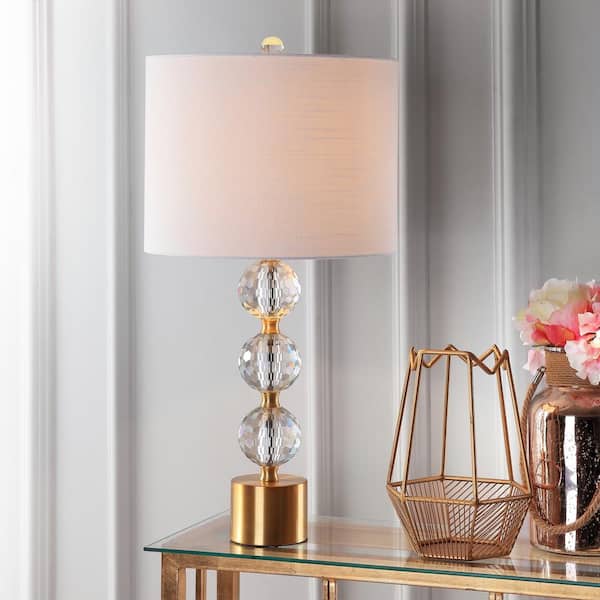 JONATHAN Y Ashley 25.25 in. Crystal Table Lamp, Clear/Brass