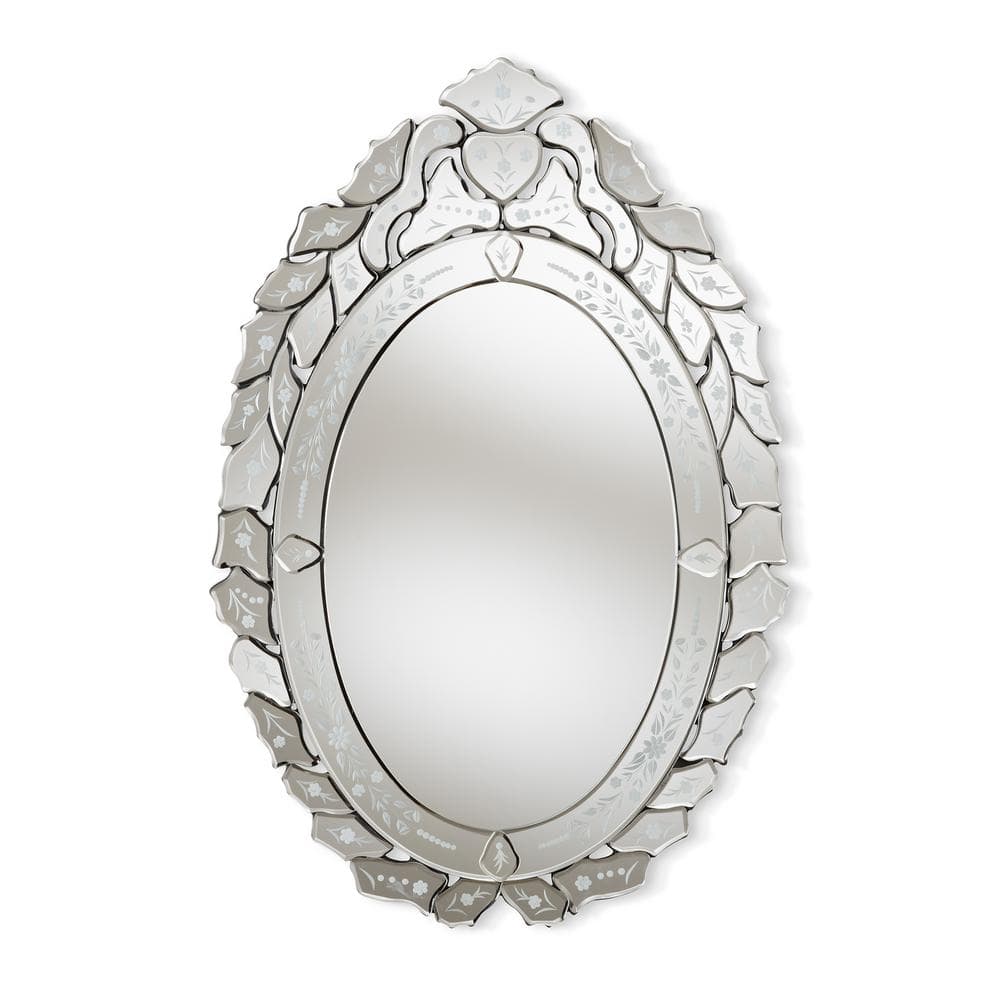 Livia Silver Venetian Style Floral Accent Wall Mirror