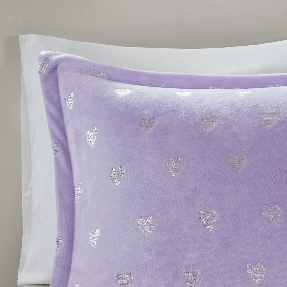 Full Purple and Silver Microfiber Kids Comforter Set