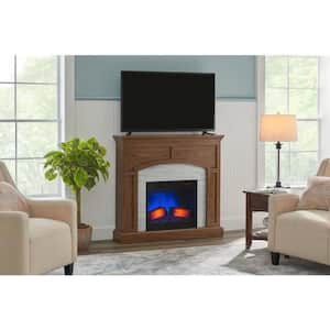 Fallston 45 in. Infrared Wall Mantel Electric Fireplace in Natural Walnut with Cool Glow Insert and Reversible Surround