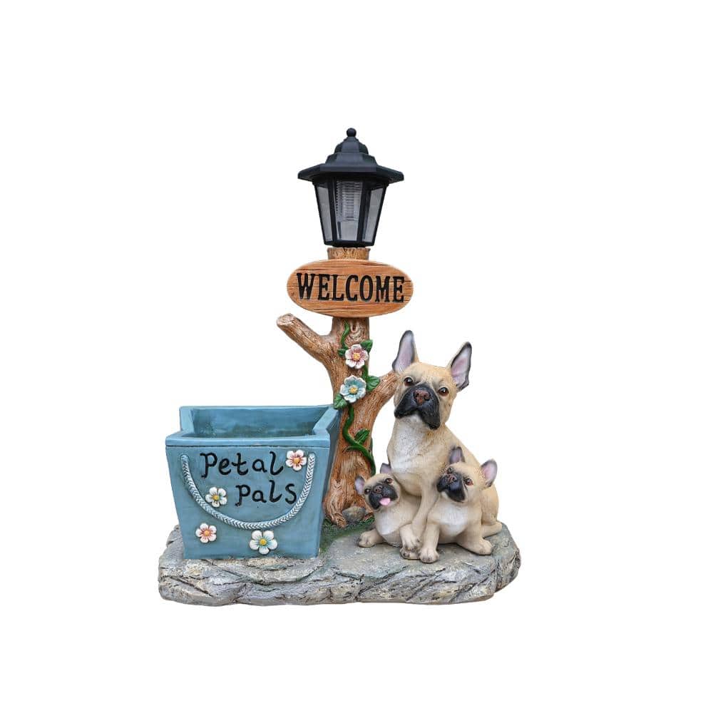 Resin Bulldog-Shaped Planter Statue with Solar LED Light for Patio, Garden, Backyard price history on PriceWatchPro