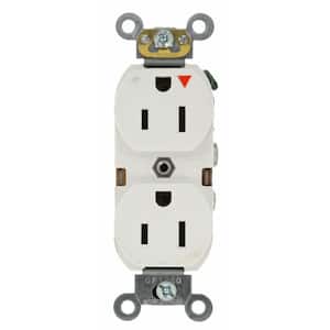 15 Amp Industrial Grade Heavy Duty Islolated Ground Duplex Outlet, White