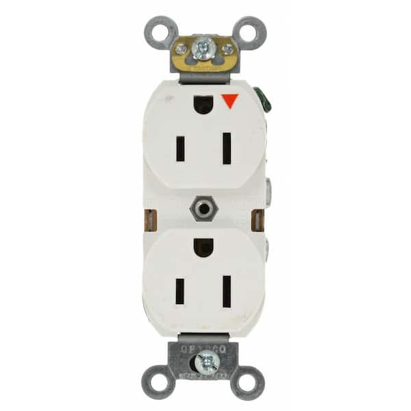 Leviton 15 Amp 125 V Industrial Grade Isolated Ground Duplex Outlet/Receptacle, White (1-Pack) 5262-IGW