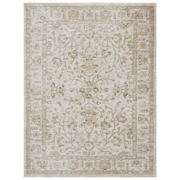 Hazel 4 ft. x 6 ft. Ivory/Beige Distressed Floral Area Rug