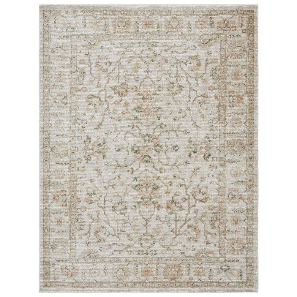 Isabella Blue and Cream 9' x 12' Synthetic Oriental Area Rug