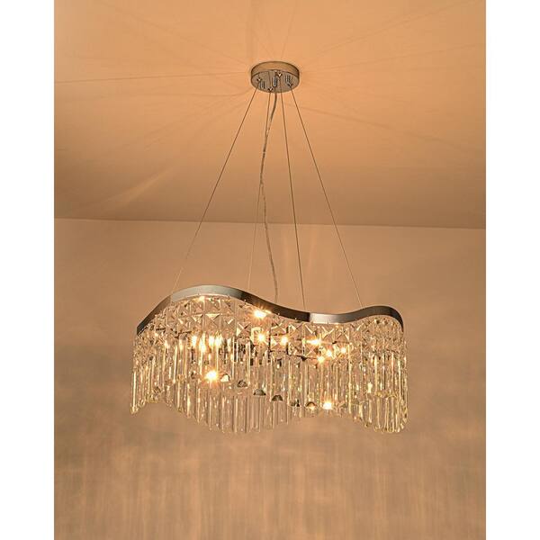 LLHZSY 23.62 in. 8-Light Unique Modern Chrome Chandelier with Crystal Accents