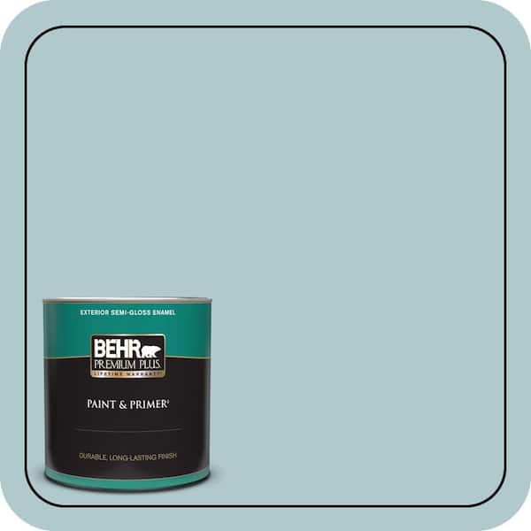 BEHR PREMIUM PLUS 1 qt. Home Decorators Collection #HDC-SM14-8 Floating Blue Semi-Gloss Enamel Exterior Paint & Primer