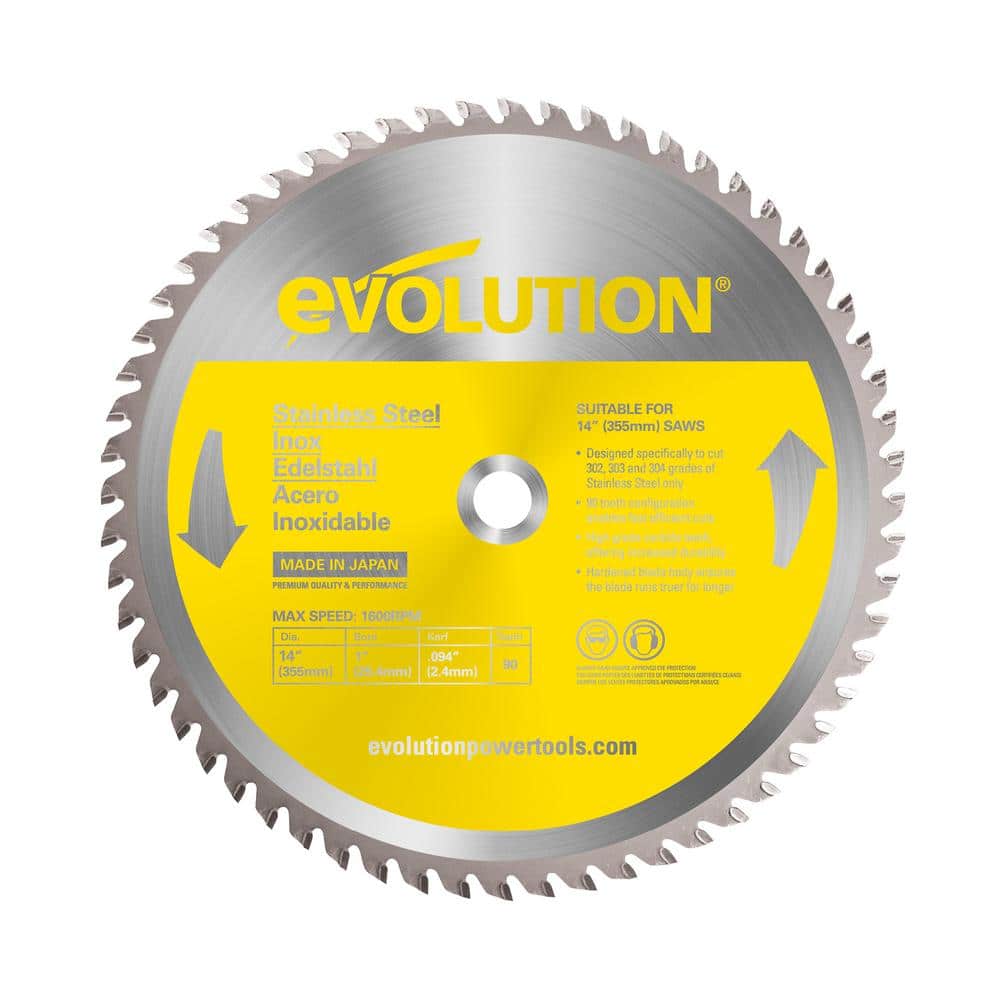 Evolution Power Tools 14 in. 90-Teeth Stainless-Steel Cutting Saw Blade  14BLADESSN The Home Depot