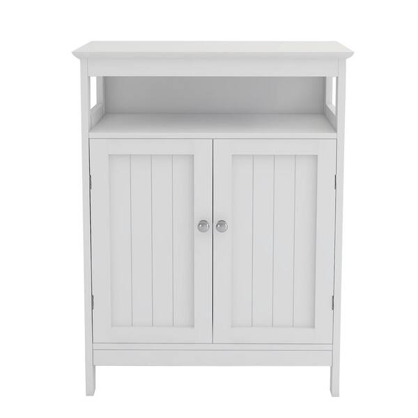Whatseaso 23.62 in. W x 11.81 in. D x 31.5 in. H Bathroom Standing Storage with Double Shutter Doors Cabinet-White