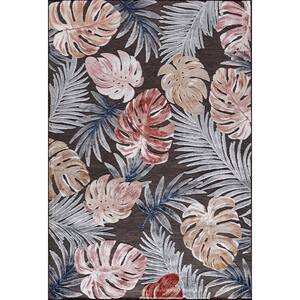 CAMILSON Bloom Beige/Gray 8 ft. x 10 ft. Leaf Tropical Botanical Indoor ...