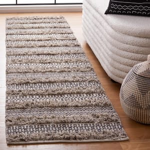 Natura Gray/Ivory 2 ft. x 9 ft. Abstract Native American Runner Rug