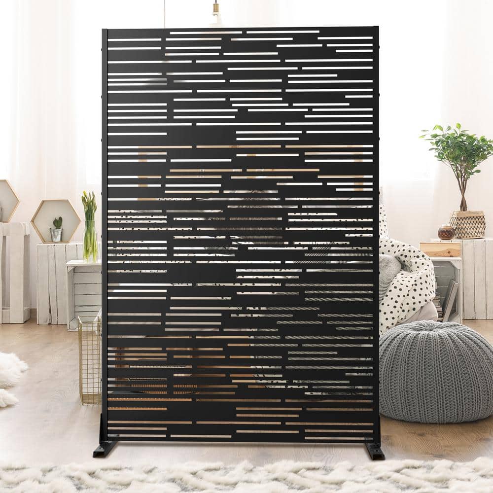 72 in. x 47 in. Outdoor Metal Privacy Screen Garden Fence in Shine Pattern 