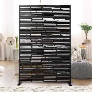 72 in. x 47 in. Outdoor Metal Privacy Screen Garden Fence in Shine Pattern in Black, Wall Decal