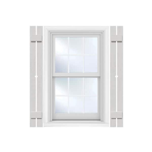 Ekena Millwork 11-1/4 in. x 84 in. Polyurethane Rustic 2-Board Spaced Board and Batten Shutters Faux Wood with Diamond Pair