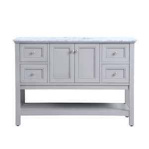 Timeless Home 48 in. W x 22 in. D x 33.75 in. H Single Bathroom Vanity in Grey with Carrara White Marble and White Basin