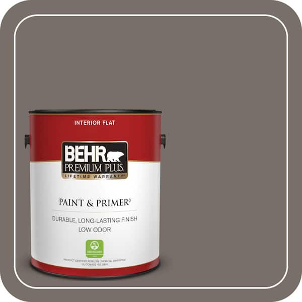 BEHR PREMIUM PLUS 1 gal. #BNC-37 Gray Owl Flat Low Odor Interior Paint & Primer