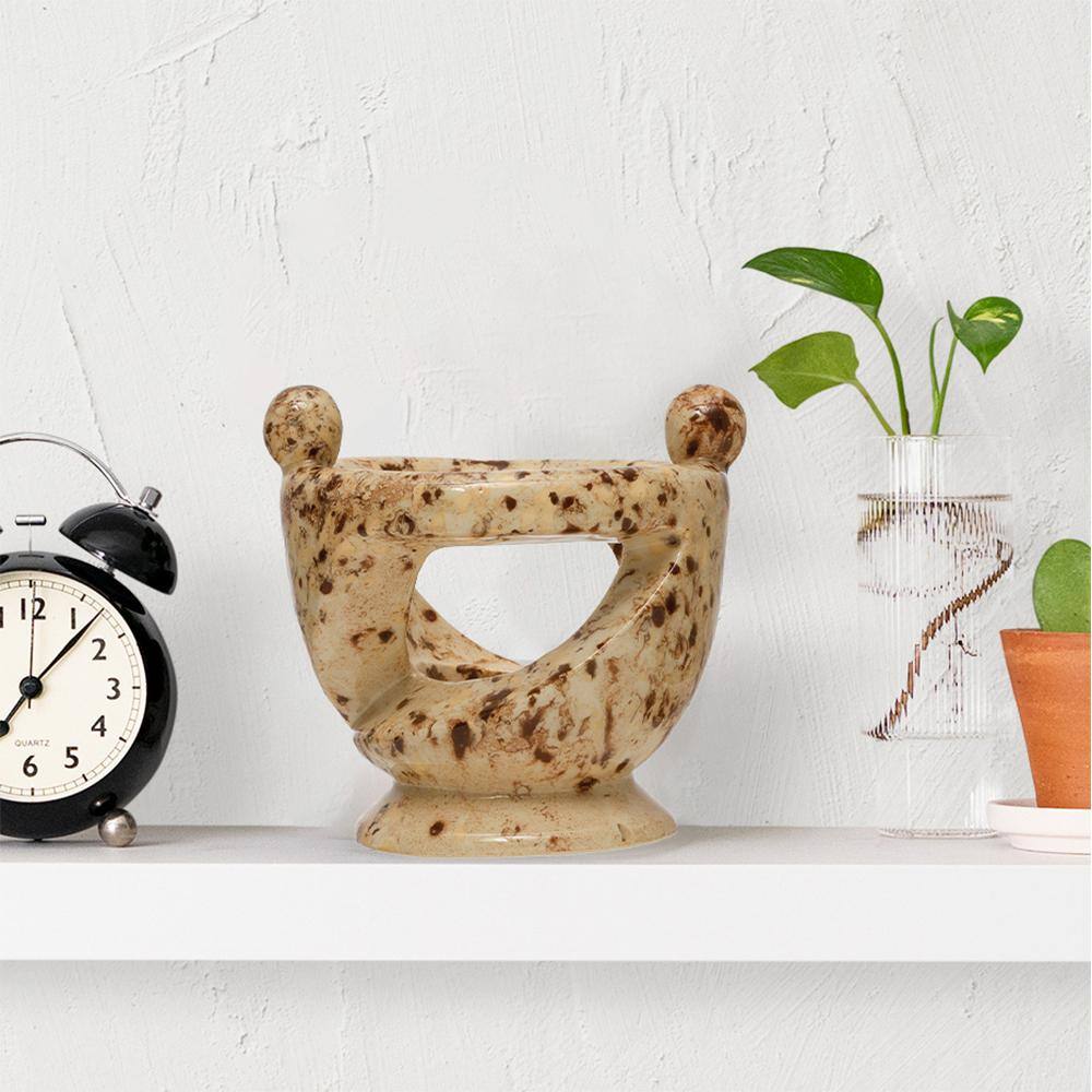 Storied Home White Stoneware Tealight Holder with HandinHand Figures