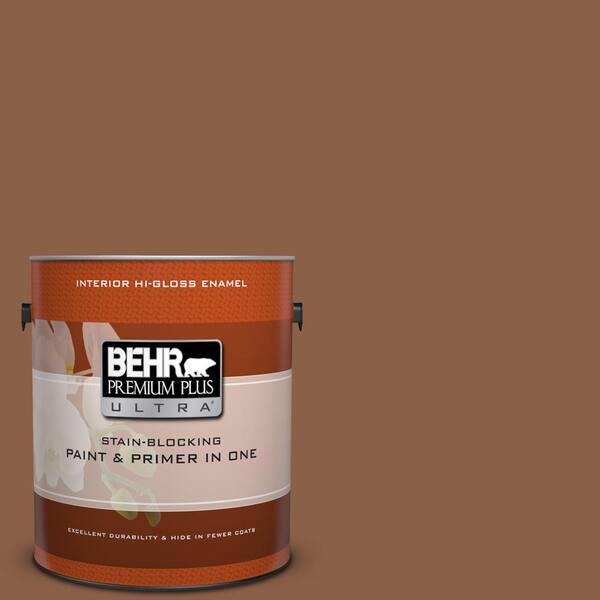 BEHR Premium Plus Ultra 1 gal. #S240-7 Leather Work Hi-Gloss Enamel Interior Paint and Primer in One