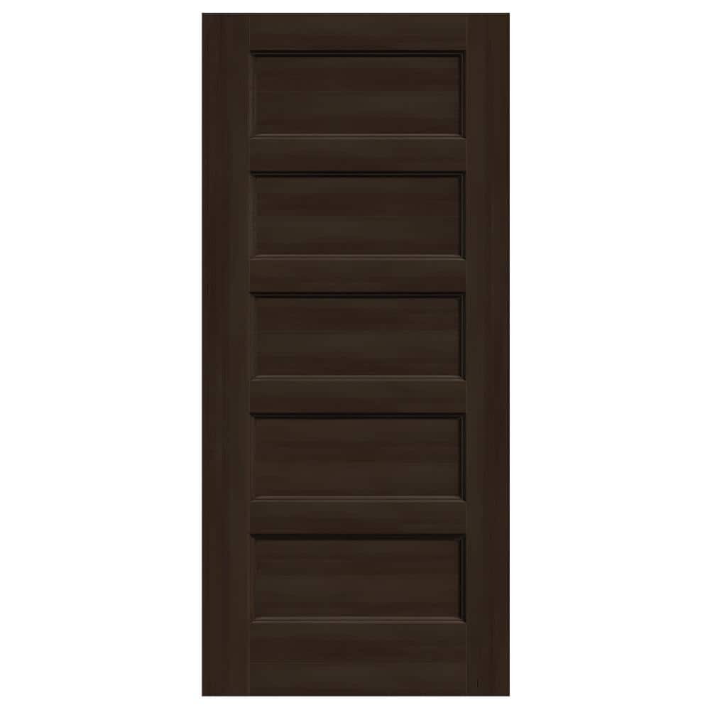 JELD-WEN 36 In. X 80 In. Conmore Espresso Stain Smooth Solid Core ...