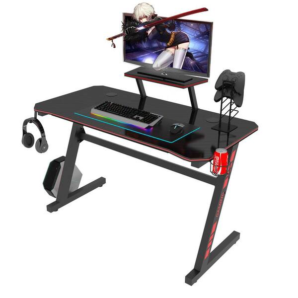 Clihome 48.25 in. Rectangular Red Computer Gaming Desk with Cup Holder  TCH-2ST06-RD - The Home Depot