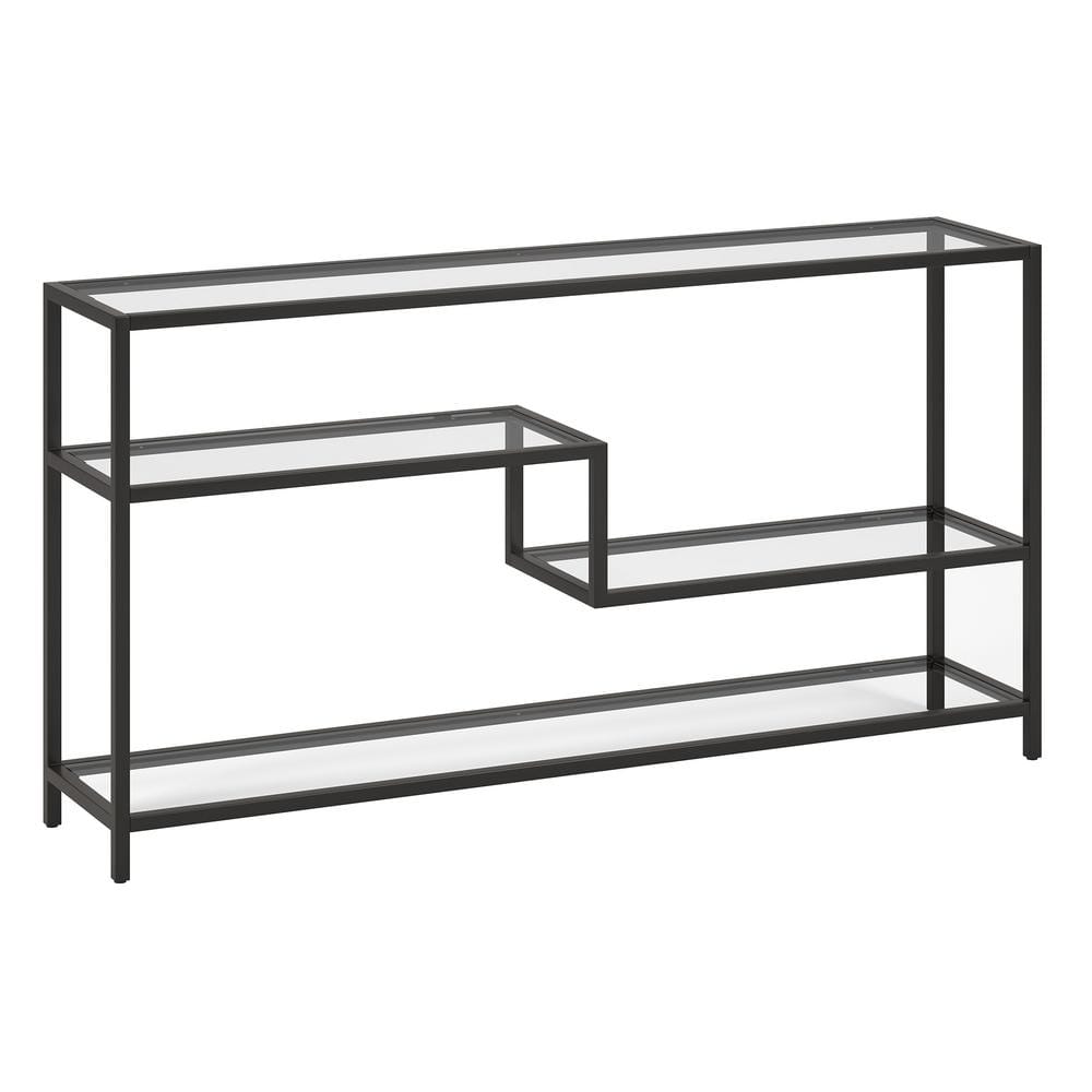 Mathis 55" Blackened Bronze Glass Hallway Table with Storage