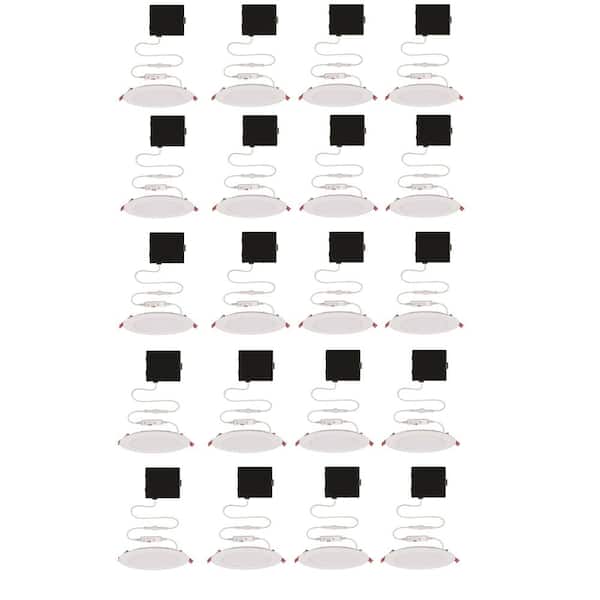 Commercial Electric Ultra Slim Integrated LED 6 in Round Adj Color Temp Canless Recessed Light for Kitchen Bath Living rooms, White 20-Pack