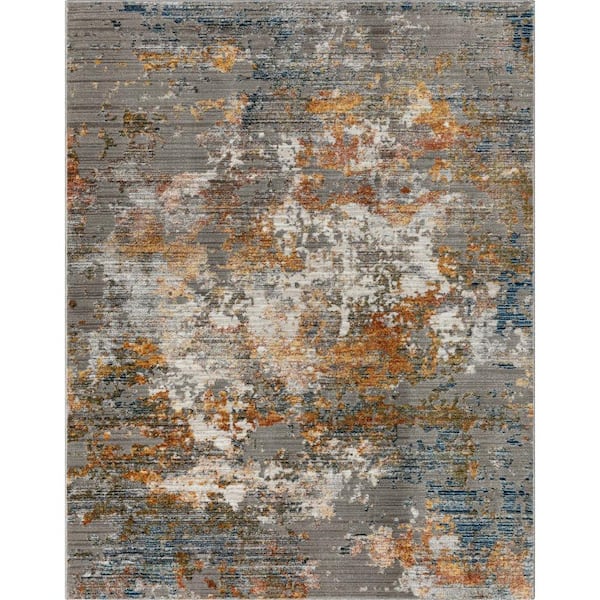 Well Woven Horosan Abstract Modern Distressed Grey Multi 5 ft. 2 in. x 7 ft. Area Rug