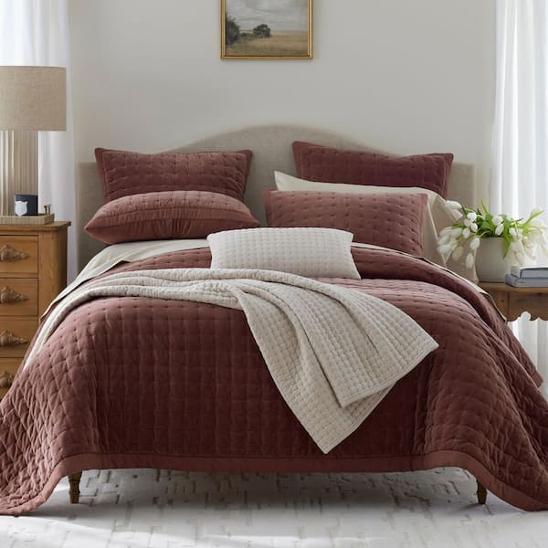 Legends Luxury Tufted Stitch Velvet Quilted Bordeaux Cotton King Sham